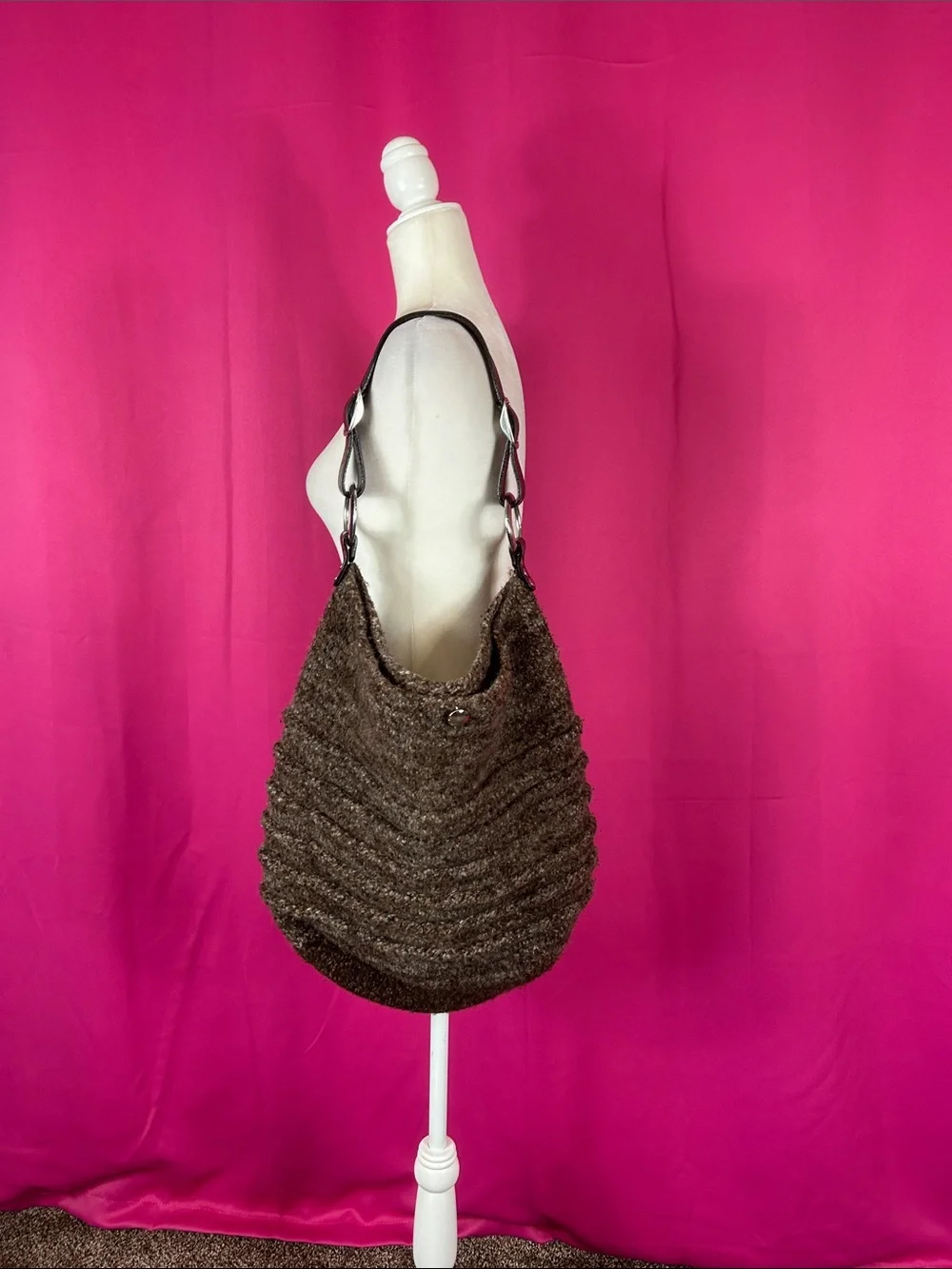 Unbranded large knit brown hobo bag